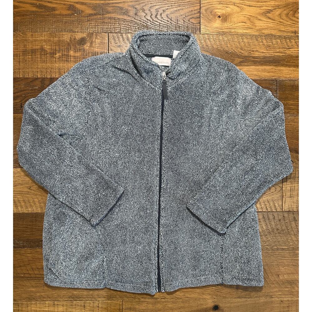 Vintage Stan Herman Navy and Gray Zip Up Jacket - Picture 1 of 4